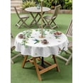 thumbnail image 4 of Outdoor Tablecloths with Umbrella Hole & Zipper, Spring Botanical Round Tablecloths 60 Inch, Watercolor Leaves Flowers Birds Country Waterproof Table Cloth, Patio/Pool/Picnic Table Covers, 4 of 8