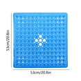 thumbnail image 3 of Non-Slip Shower Mat with Suction Cups | 21x21 Inch Large Size Bath Mat | Machine Washable Drainage Design | Modern Style Indoor Outdoor Floor Mat | Blue or Silver, 3 of 7