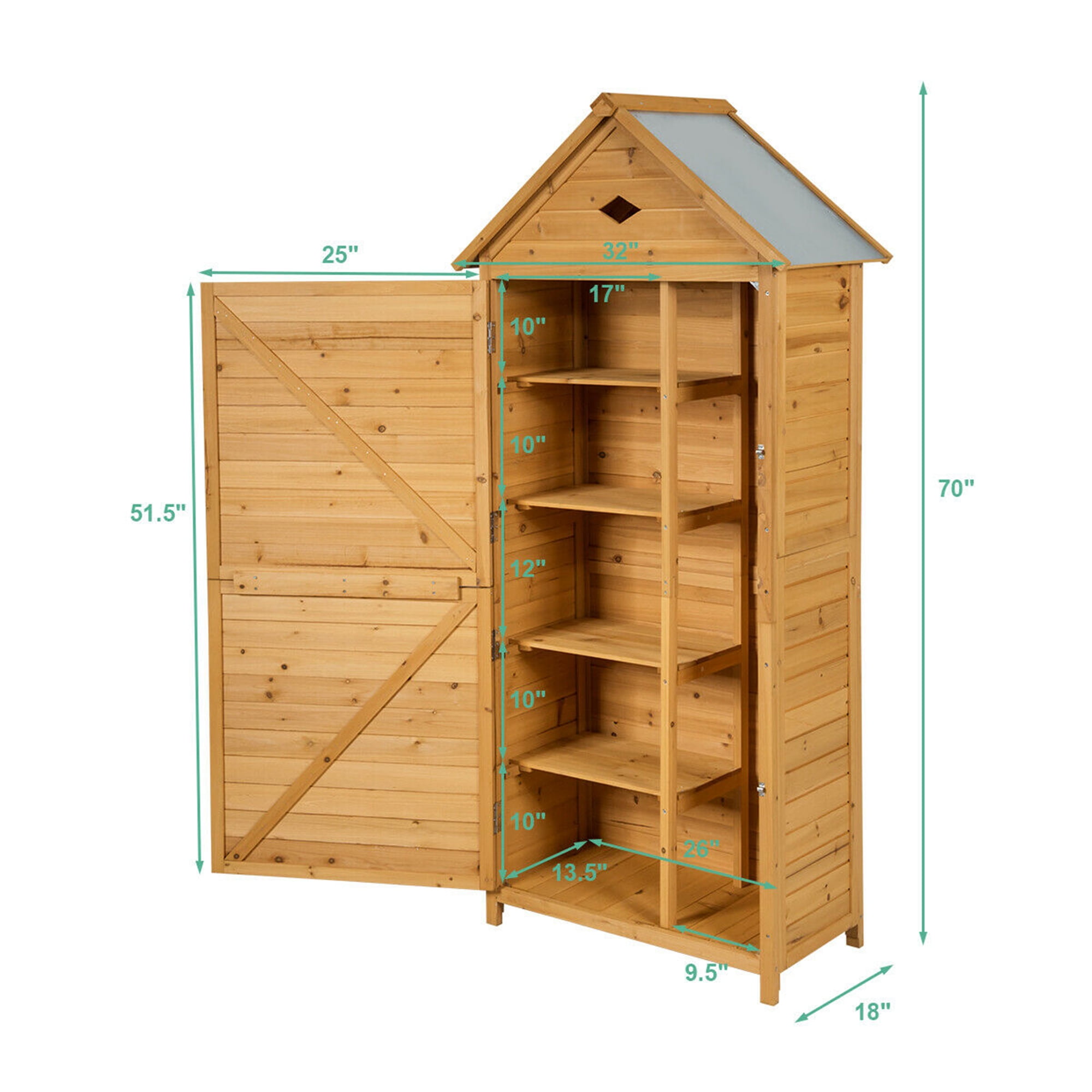 Lockable Doors Goplus Outdoor Storage Shed Fir Wood Cabinet for Garden Yard 