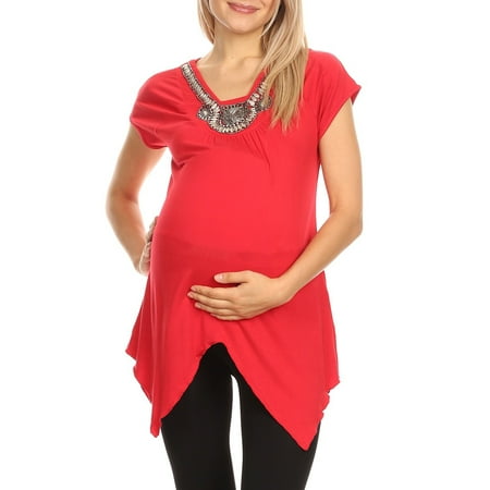 

White Mark Women s Maternity Myla Embellished Tunic Top-Available in Plus Sizes