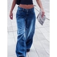 thumbnail image 4 of Women's Wide Leg Boyfriend Jeans Wide Straight Leg Denim Pants Low Rise Baggy Jeans Casual Loose Jeans, 4 of 7