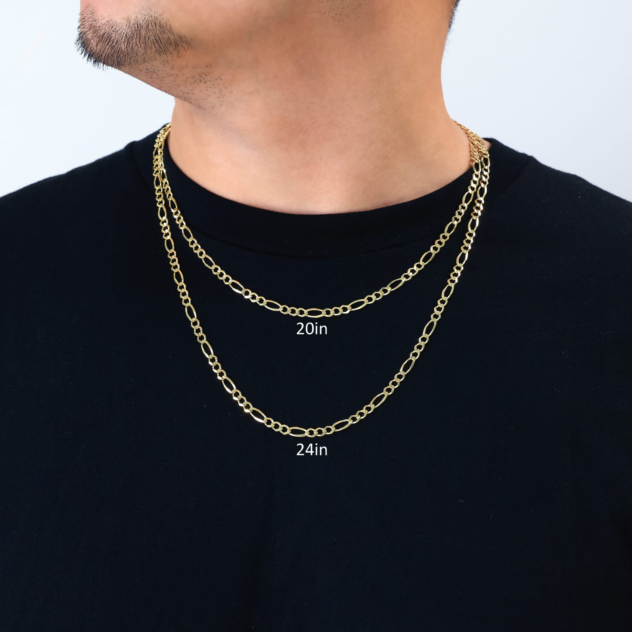 Nuragold 10K Real Yellow Gold Solid Figaro Link Chain Necklace 16"-30" (1.75mm-9.5mm) Italian Jewelry for Men & Women