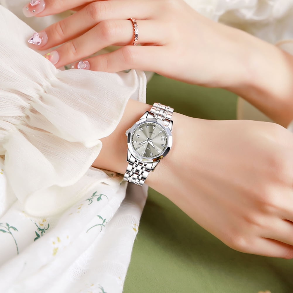 OLEVS Watches for Women Luxury Casual Dress Analog Quartz Digital Date Two Tone Gold Plated Stainless Steel Waterproof Luminous Female Wrist Watch Reloj para Mujer