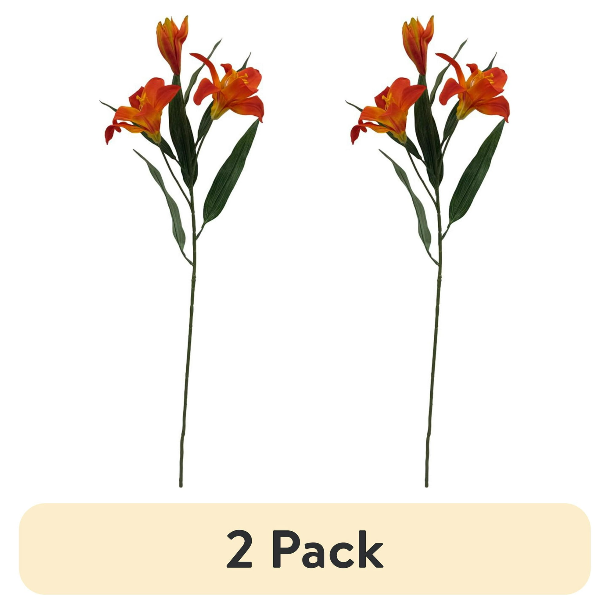 (2 pack) Mainstays 31 in Orange Artificial Tiger Lily Flower Stem, Indoor Decoration