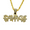 Gold, variant on Ice City Bling Crystal Dripping Letters Pendant Necklace for Men Fashion Jewelry 23-26 Inches - Gold
