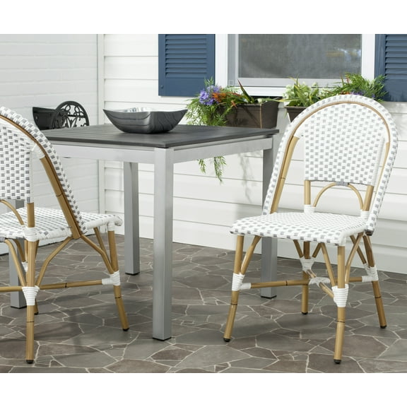 Safavieh Salcha Outdoor French Bistro Side Chair, Set of 2-White/Grey