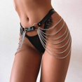thumbnail image 3 of Cinturón de cadena de cintura negro Cadenas de cuero para el cuerpo del vientre en capas Accesorios de joyería para el cuerpo para mujeres y niñas, 3 of 6
