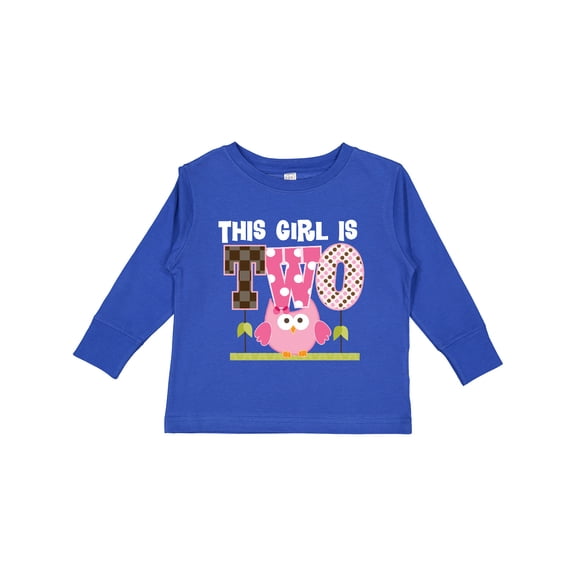 Inktastic 2nd Birthday Cute Owl 2 Year Old Girls Long Sleeve Toddler T-Shirt