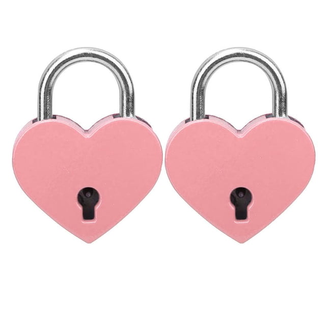 POCREATION 2 Sets Heart Lock Metal Colorful Exquisite Household Craft Supplies With Keys 30x39mm,Heart Lock,Key Lock