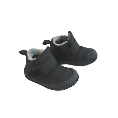

Kesitin Boy Girl Non-Slip Plush Lined Ankle Boot Casual Comfort Bootie Warm Round Toe Snow Boots Black 5C