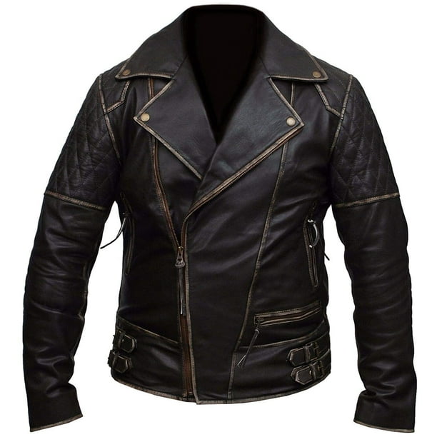 Outfit Craze Men Retro Brown Brando Real Leather Jacket (2X) - Walmart.com