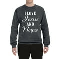 thumbnail image 2 of Wild Bobby I Love Jesus and Naps Inspirational/Christian Unisex Crewneck Graphic Sweatshirt, Charcoal, 3X-Large, 2 of 5