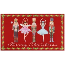 Red Nutcrackers Merry Christmas Doormat, Xmas Front Door Mat, Christmas Decorations for Home Seasonal Winter Low-Profile Entrance Rug for Indoor Outdoor 17" x 30" (Red)