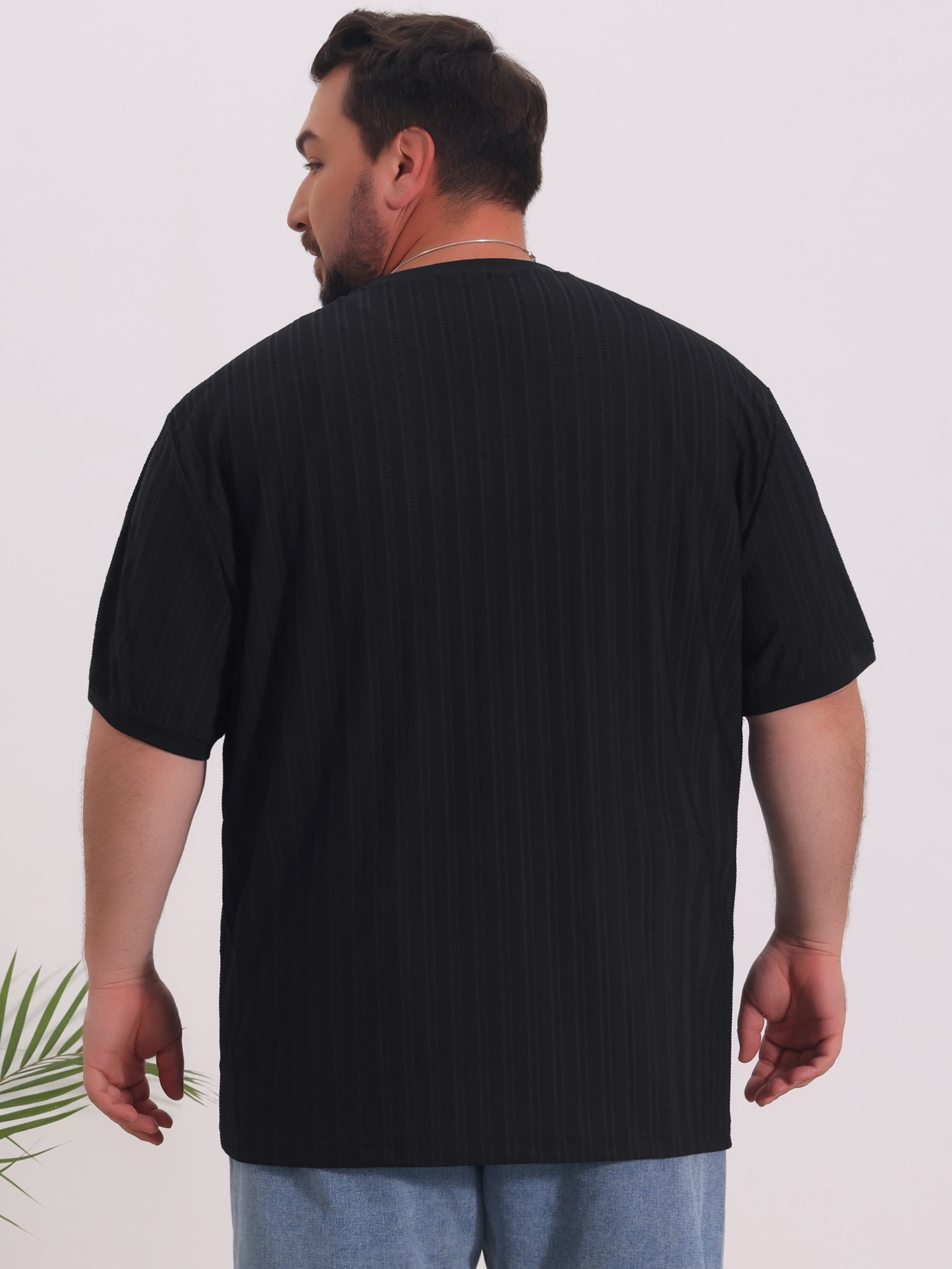 DARING DIVA Men's Big Tall Mesh Breathable Crew Neck Short Sleeve T-Shirts 2XL Black