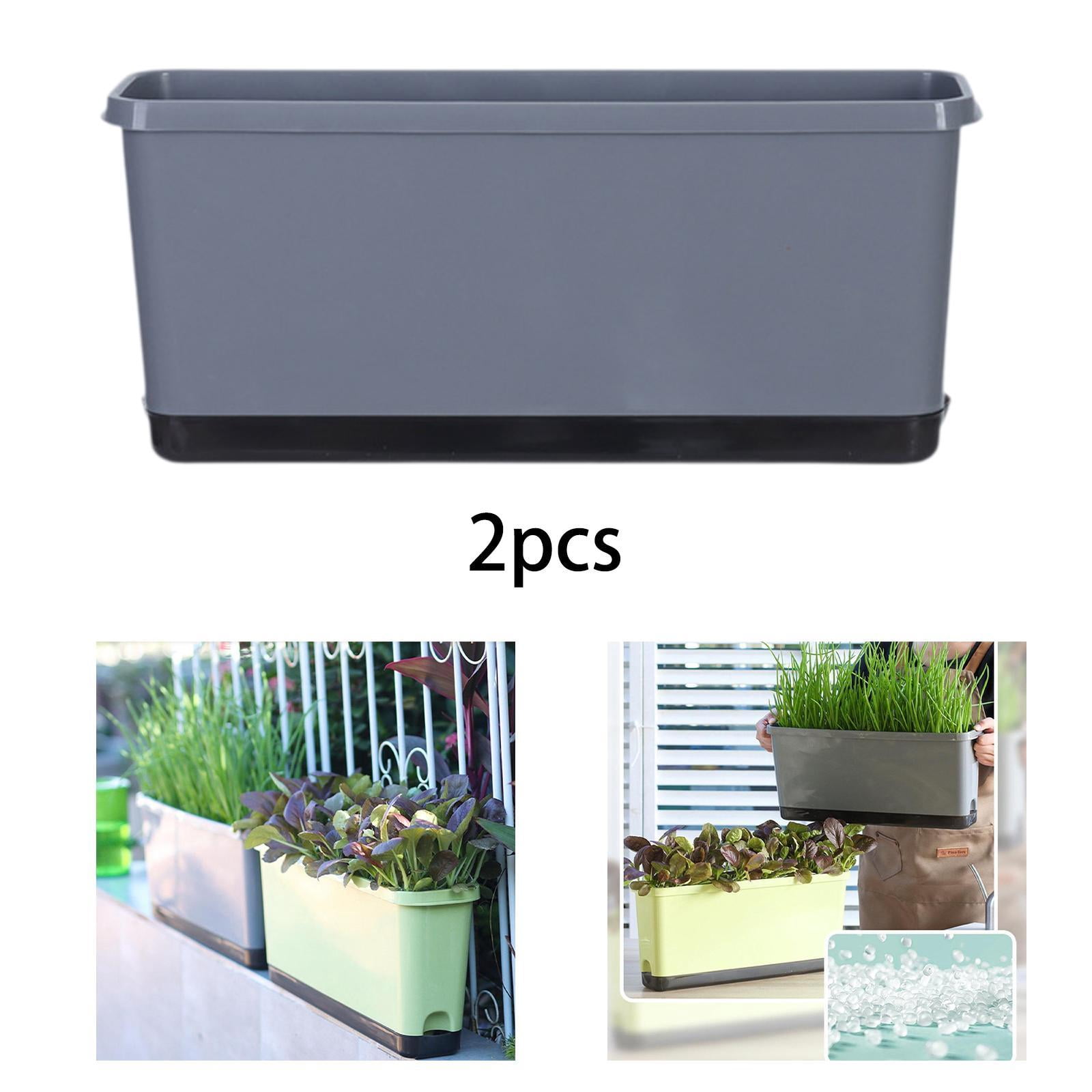 colaxi 2Pcs Window Box Planter Flower Pot with Drainage Holes with Absorbent Cotton Rope Versatile Accessories for Home Porch Sturdy Grey