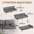 thumbnail image 6 of Vineego Modern Faux Leather Convertible Folding Futon Sofa Bed with 2 Cup Holders, Gray, 6 of 7