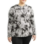 Juniors' Plus Size Long Sleeve Peached Hoodie with Contrast Taping