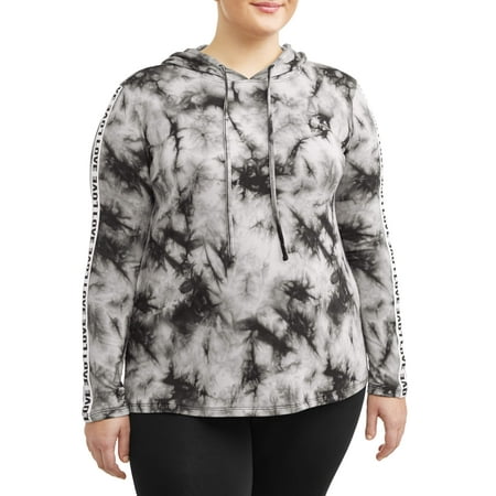 Juniors' Plus Size Long Sleeve Peached Hoodie with Contrast Taping