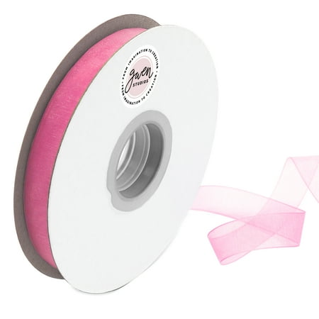 UPC: 0810056347093 | Hot Pink Sheer Organza Ribbon for Crafts and Gift Wrap  5/8  x 100 Yards by Gwen Studios