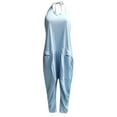 thumbnail image 5 of jsaierl Jumpsuits for Women Casual, Women's Summer Plus Size Solid Color Halter Harlan Jumpsuit, 5 of 8