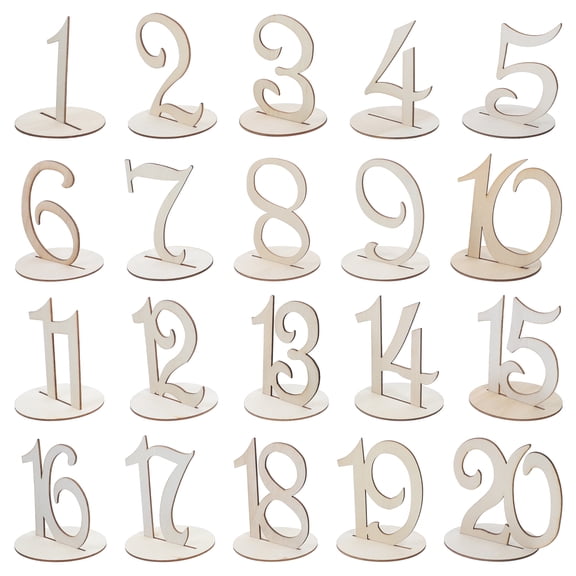 FRCOLOR Wooden Table Numbers 120 Beige Creative Design for Wedding Reception with Finish and Base