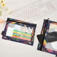 thumbnail image 4 of 2 Pack Pencil Pouch for 3 Ring Binder Smooth Zipper Folders with Pockets Clear Window Pencil Case Cat Laying on Moon, 4 of 6