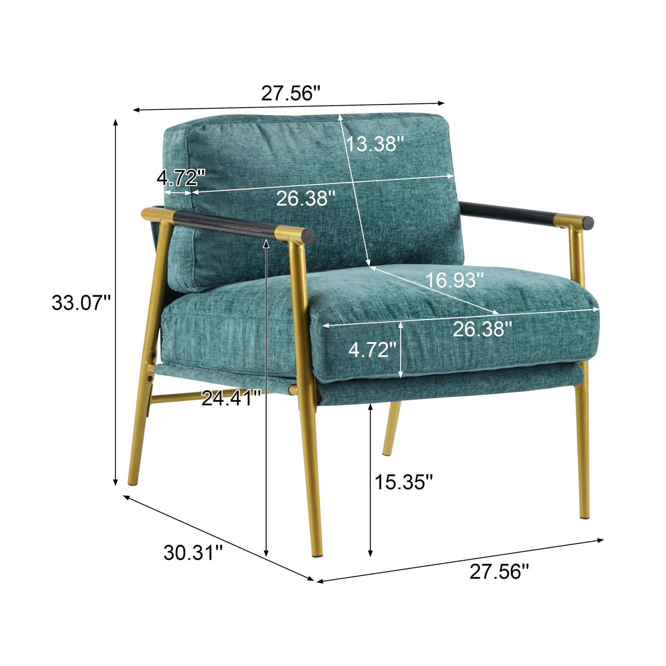 Christopher Knight Home Mid-Century Modern Upholstered Accent Chair, Wooden Armrest, Metal Frame, Teal