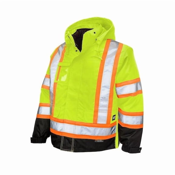 Tough Duck Hi-Vis Parka,5-in-1,Fluorescent Grn,XL S42611