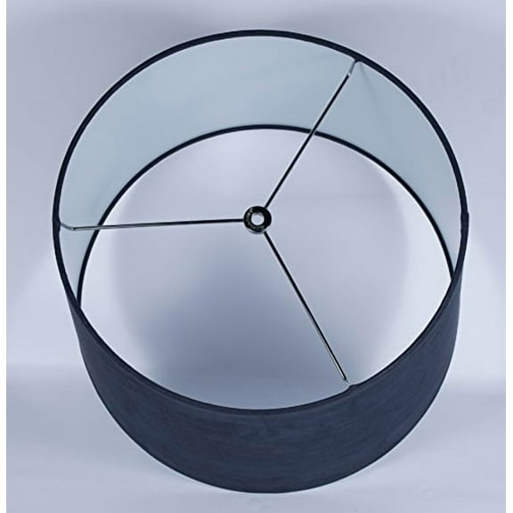 Urbanest French Drum Suede Lampshade, 14-inch by 16-inch by 11-inch, Spider Fitter, Navy Blue