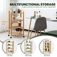 thumbnail image 5 of Gymax 4-Tier Kitchen Serving Trolley Cart Mobile Bamboo Storage Shelf Lockable Casters, 5 of 10