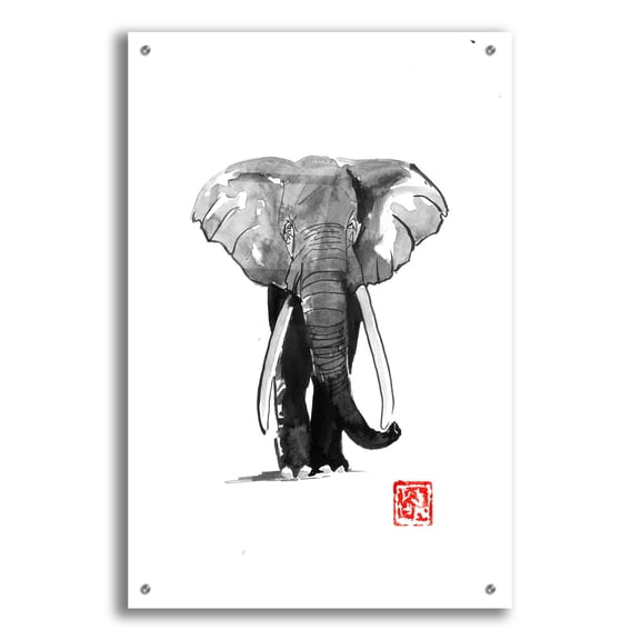 Epic Art 'Elephant 2' by Pechane, Acrylic Glass Wall Art, 24"x36"