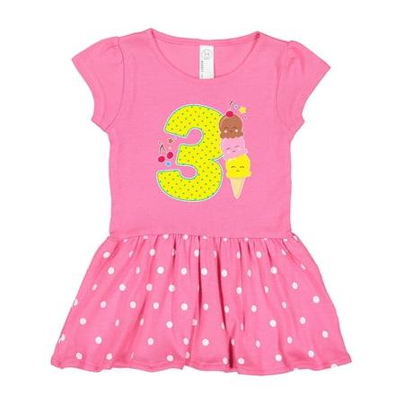 

Inktastic Ice Cream Third Birthday Blue Gift Toddler Girl Dress