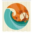 thumbnail image 3 of Ambesonne Ride the Wave Shower Curtain, Retro Man Surfing, 69"Wx75"L, Orange Cream and Teal, 3 of 3