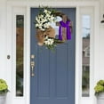 thumbnail image 4 of Holloyiver Easter Wreath Door Hanging Decoration with Cross Burlap Bow, 15Inch Front Door Grapevine Vine Wreath Chaste Lily Floral Garland Rustic Wreath for Outdoor Outside Porch, 4 of 9