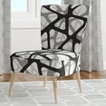 thumbnail image 2 of Designart "Black And Grey Triangular 3D Texture Of Mesh" Upholstered Mid-Century Accent Chair - Arm Chair, 2 of 5