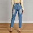 thumbnail image 4 of TFEOQRY Womens Ripped Distressed Denim Pants with Pockets Elastic Waist Drawstring Jogger Jeans for Daily Street Wear, 4 of 5