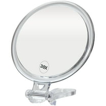 ForPro Professional Collection Expert 30X Magnifying Handheld Mirror, Double-Sided Hand Mirror with Folding Adjustable Handle for Makeup, Travel, Clear