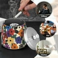 thumbnail image 4 of Yayeee Ashtray with Lid for Cigarette Smokeless Stainless Steel Home Ash Holder, Large Colorful Flowers Pattern, 4 of 7
