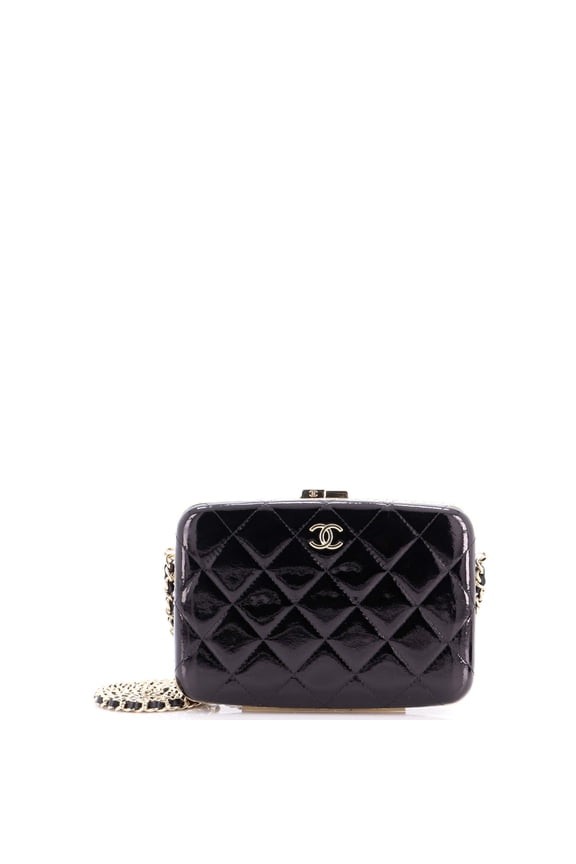 Pre-Owned Framed Box Clutch with Chain Quilted Patent Small By Rebag