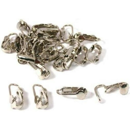 Gold Plated Jewelry Findings - 24 White Gold Plated Clip On Earrings Jewelry Findings