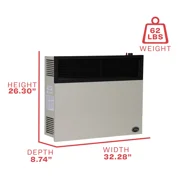 Ashley Hearth 25,000 BTU Direct Vent Propane Wall Heater, Model DVAG30L, Cream