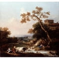 thumbnail image 2 of Francesco Zuccarelli 21x20 Gold Ornate Framed and Double Matted Museum Art Print Titled - Landscape, 2 of 4