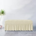 thumbnail image 6 of Long Bench Cover Seersucker Bench Cover Soft Removable with Skirt Piano Bench Cushion Cover Rectangle Stool Covers for Hotel Kitchen Bedroom Beige, 6 of 8