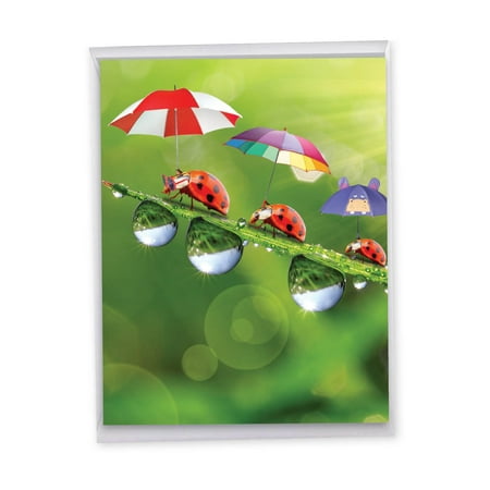 J1546JANG Jumbo Anniversary Card: 'Lady B' Featuring a Whimsical Image of a Ladybugs Greeting Card with Envelope by The Best Card Company