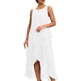 thumbnail image 2 of Blmnix Elegant Dresses for Women Tank Dress Peplum Flowy Dresses Petticoat Crew Neck Maxi Sleeveless White Adaptable Casual Dresses L, 2 of 6