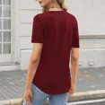 thumbnail image 4 of Camisas de Manga Corta para las Mujeres Casual Color Sólido Plisado V-Cuello Blusas, Moda Verano Top para Diario Y Fiesta, 4 of 7
