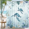 thumbnail image 6 of Ikfashoni Ocean Shower Curtain with Hooks,13pc Turtle Waterproof Fabric Bathroom Curtain, 72"X72", 6 of 8