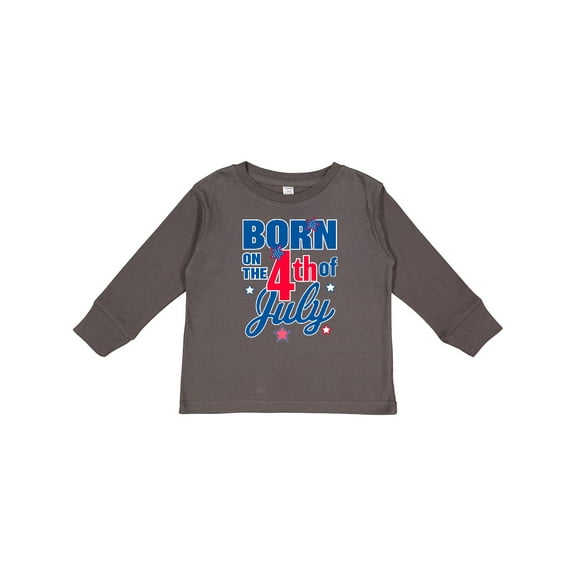 Inktastic Born on the 4th of July Boys or Girls Long Sleeve Toddler T-Shirt