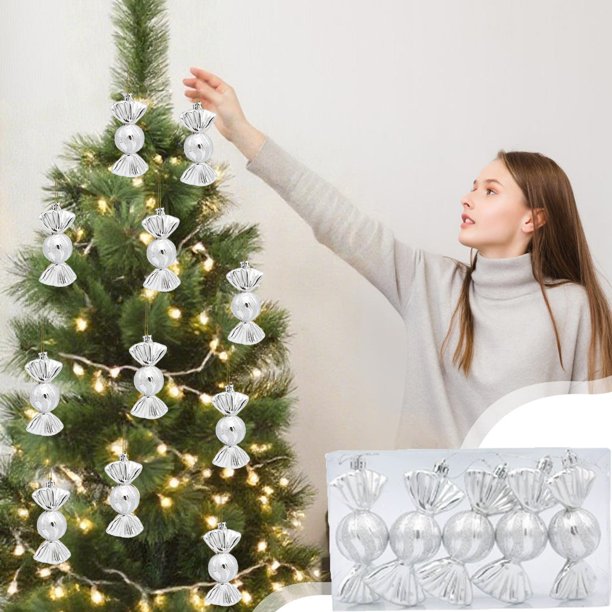 Adornos navideños brillantes galvanizados | Adornos de plástico coloridos para árbol | Colgantes navideños de 11 cm para decoración festiva