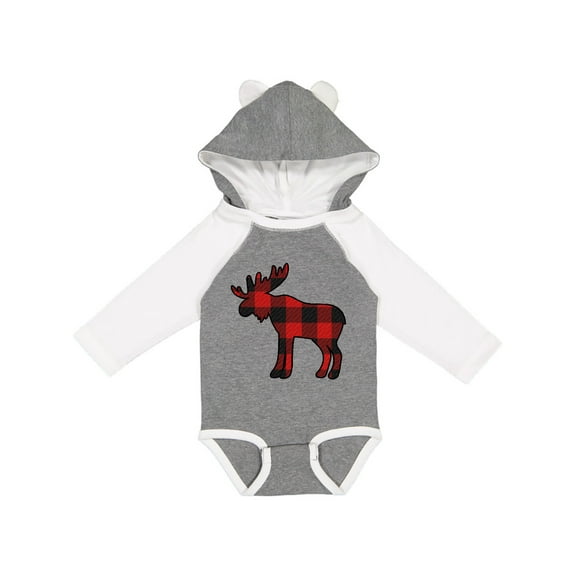 Inktastic Moose Silhouette Plaid Boys or Girls Long Sleeve Baby Bodysuit